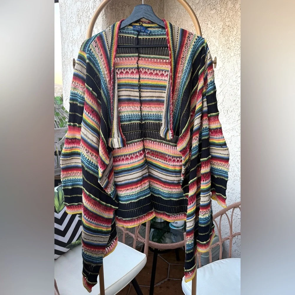 POLO RALPH LAUREN Blue Label Serape Southwestern Wrap Sweater - Picture 2 of 15